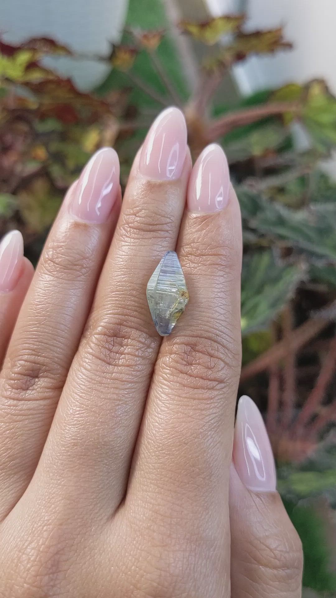 7.53 Ct. Bi Color Sapphire Crystal from Ceylon (Sri Lanka) Size Video