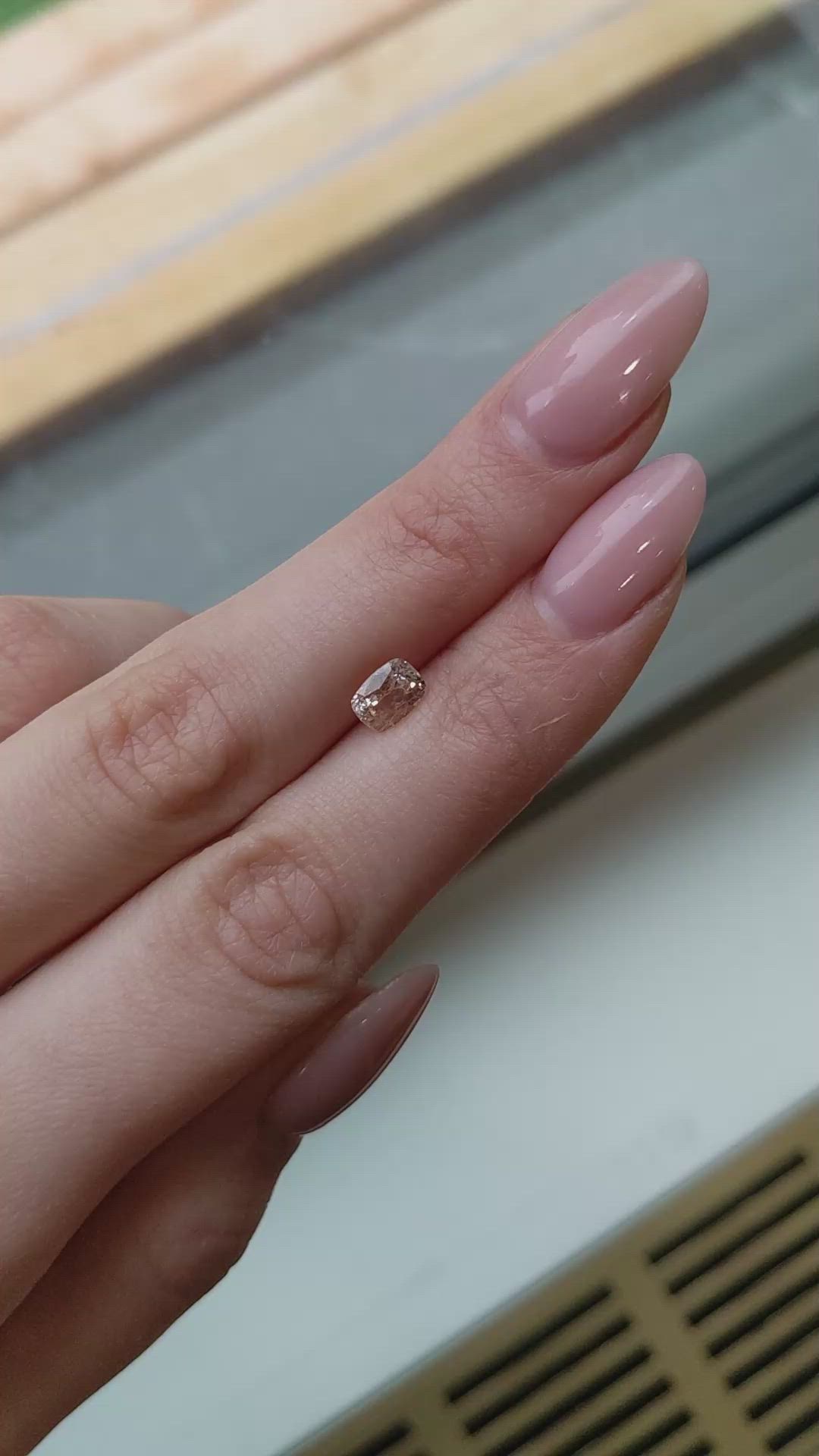 1.31 Ct. Peach Sapphire from Ceylon (Sri Lanka) Size Video