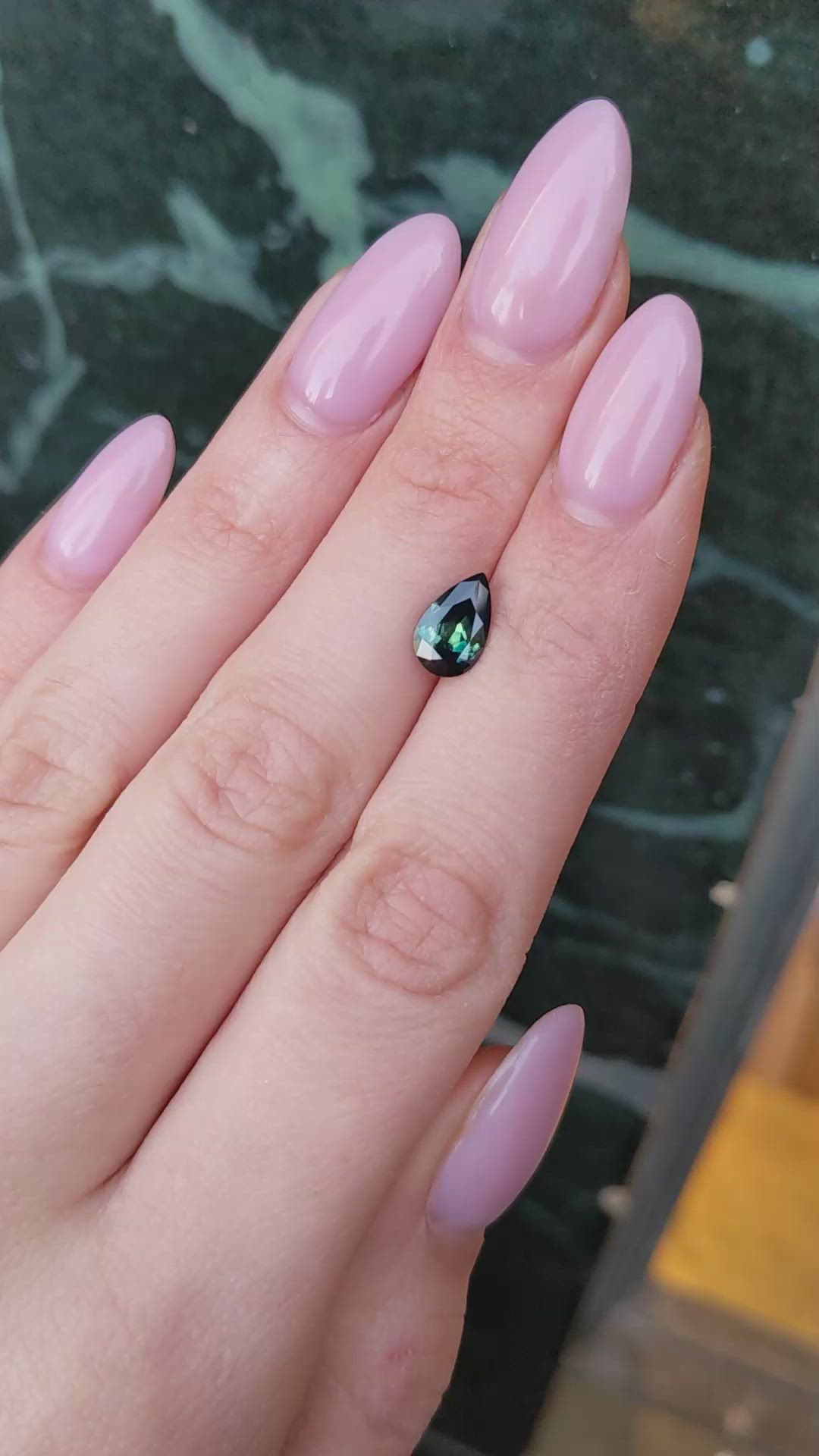 1.64 Ct. Bluish Green Sapphire from Madagascar Size Video