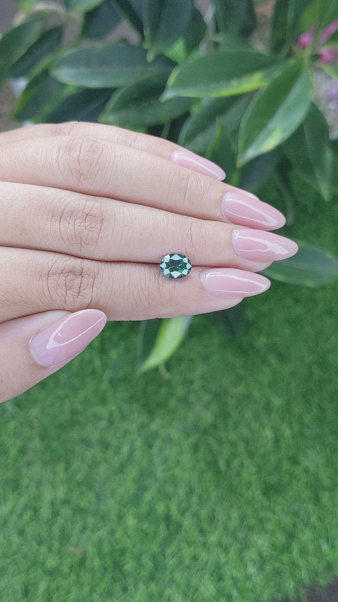 1.48 Ct. Bluish Green Sapphire from Madagascar Size Video