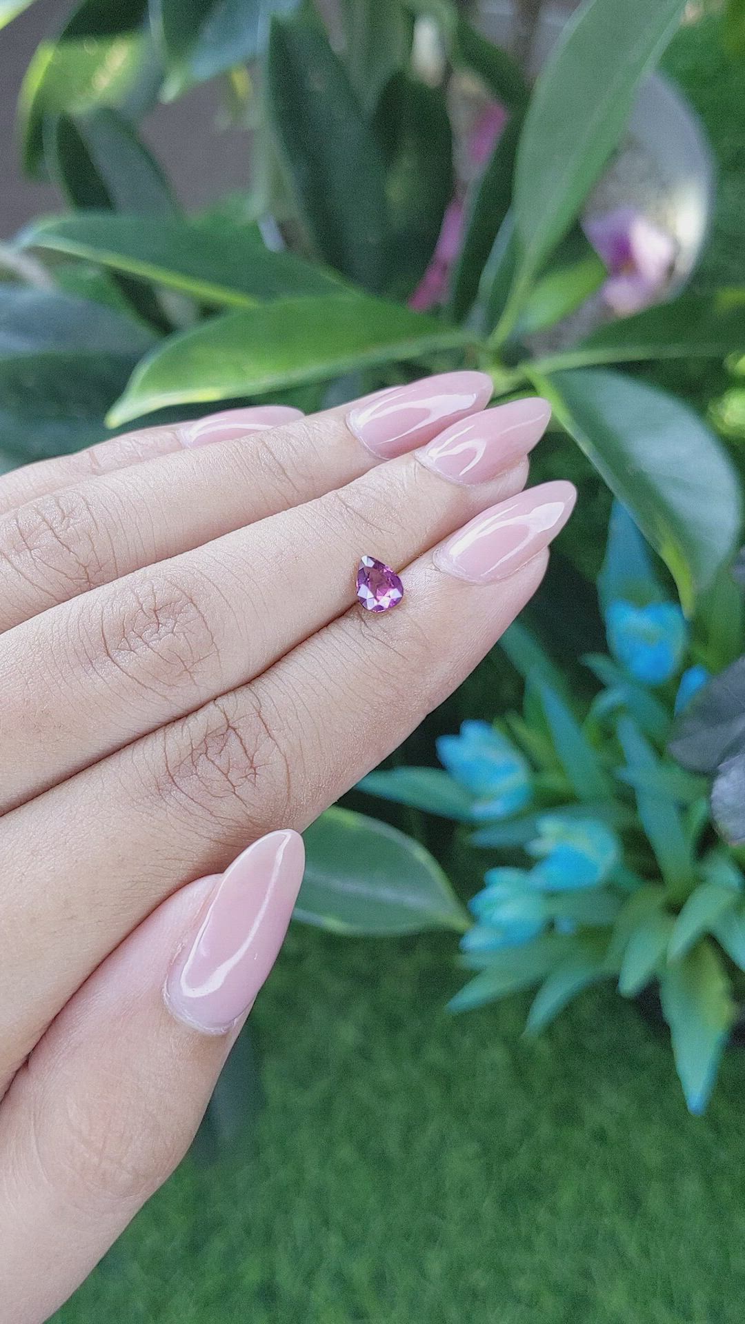0.74 Ct. Purplish Pink Sapphire from Ceylon (Sri Lanka) Size Video