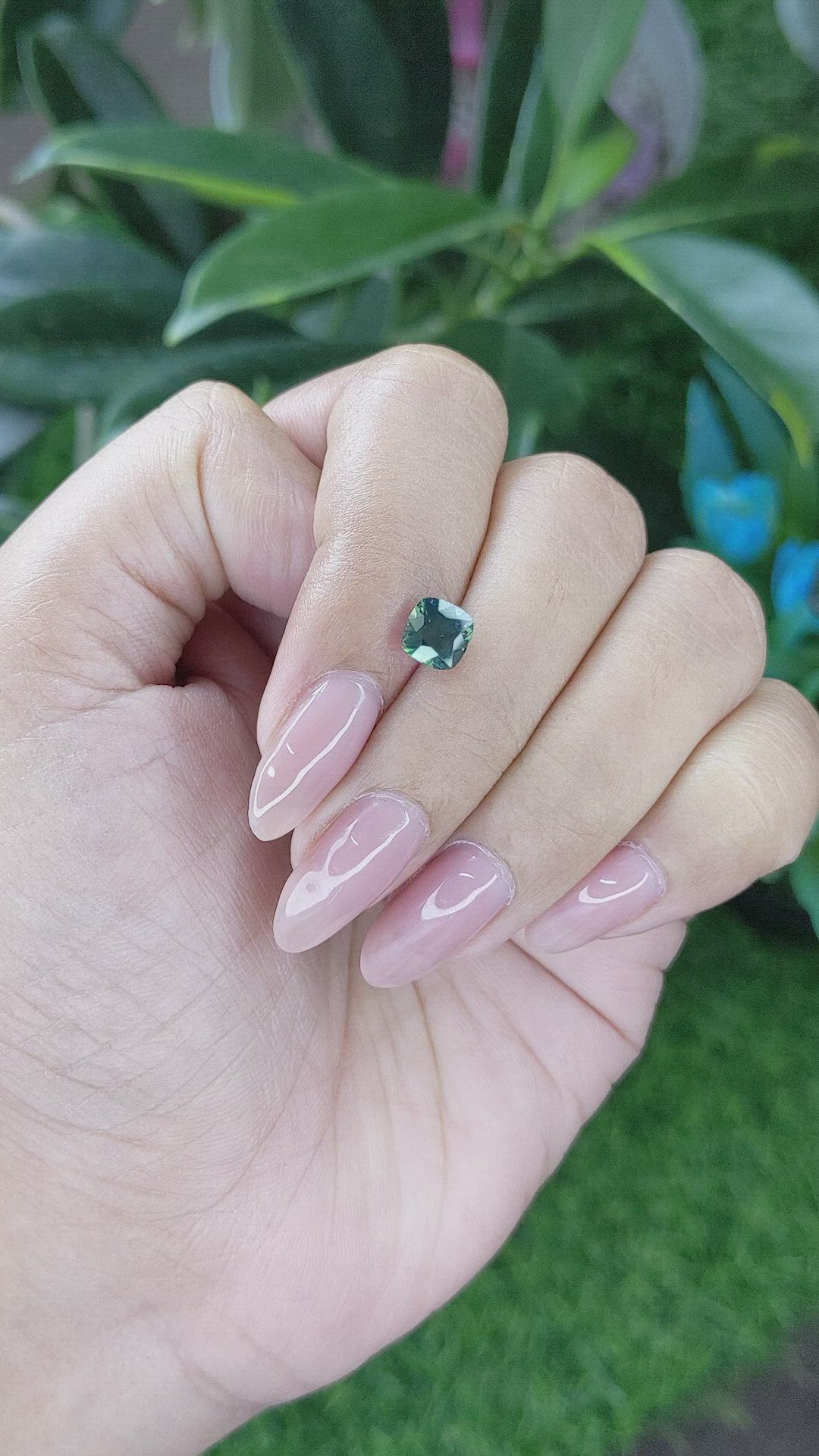 1.42 Ct. Bluish Green Sapphire from Madagascar Size Video