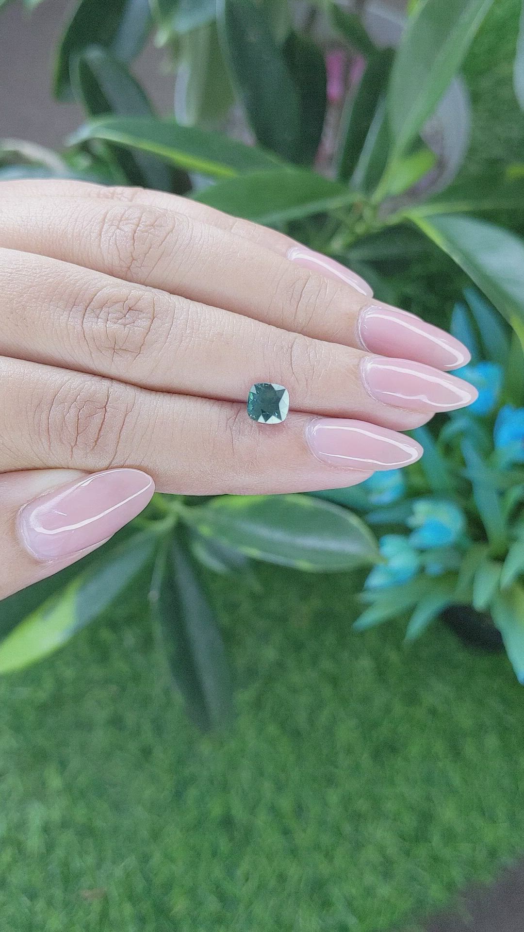 1.42 Ct. Bluish Green Sapphire from Madagascar Size Video