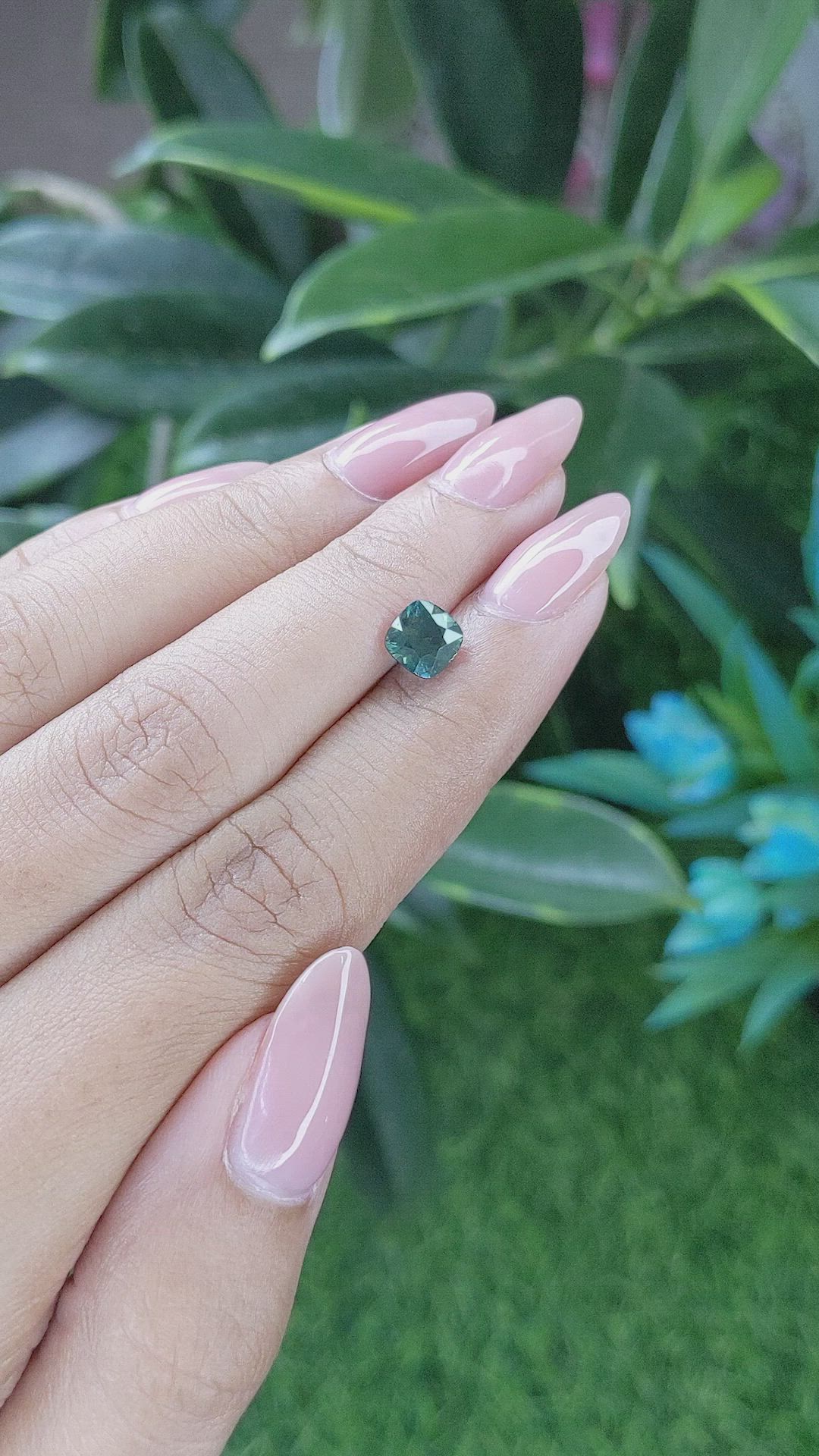 1.42 Ct. Bluish Green Sapphire from Madagascar Size Video