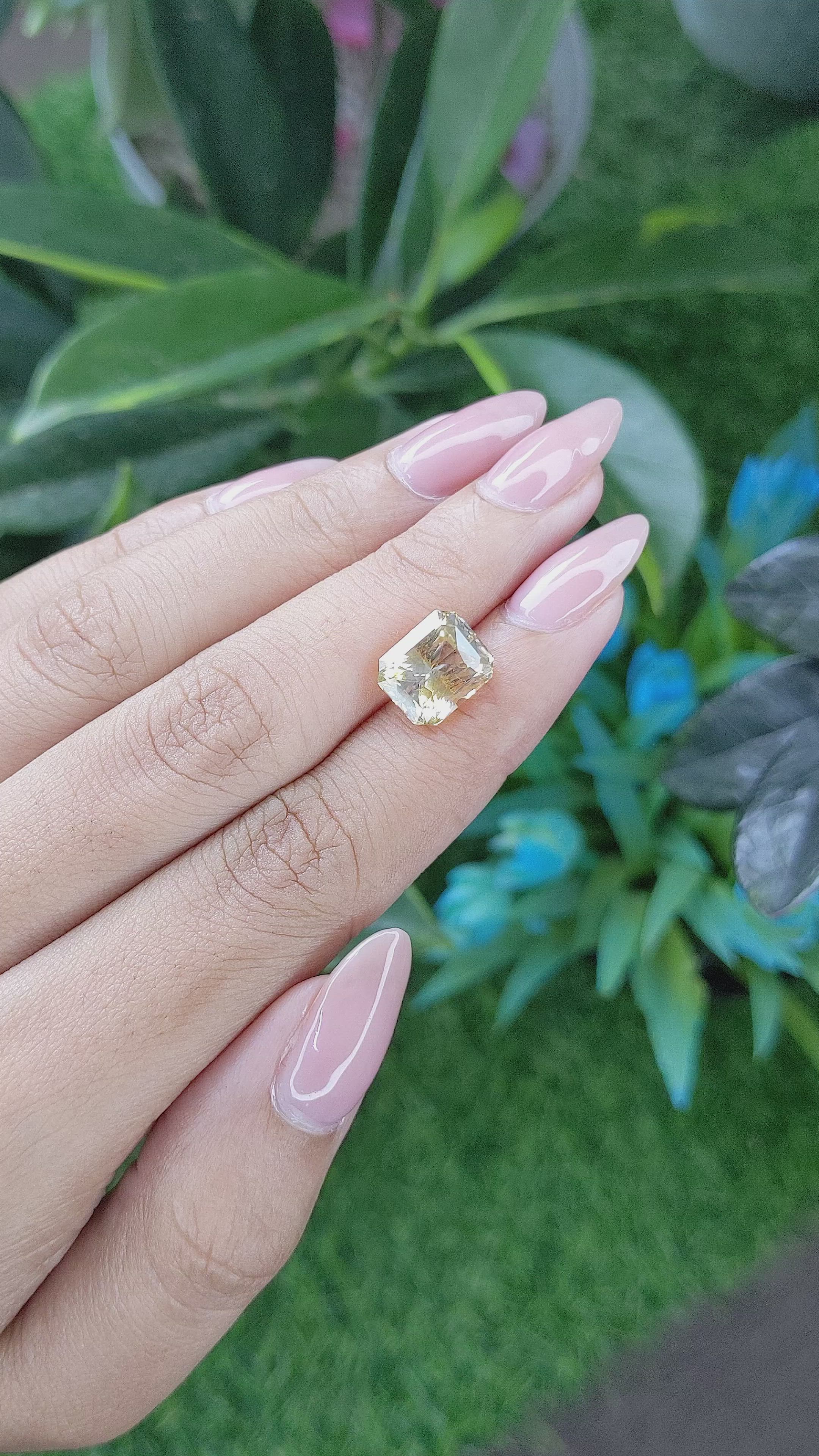 5.55 Ct. Orangish Yellow Sapphire from Ceylon (Sri Lanka) Size Video