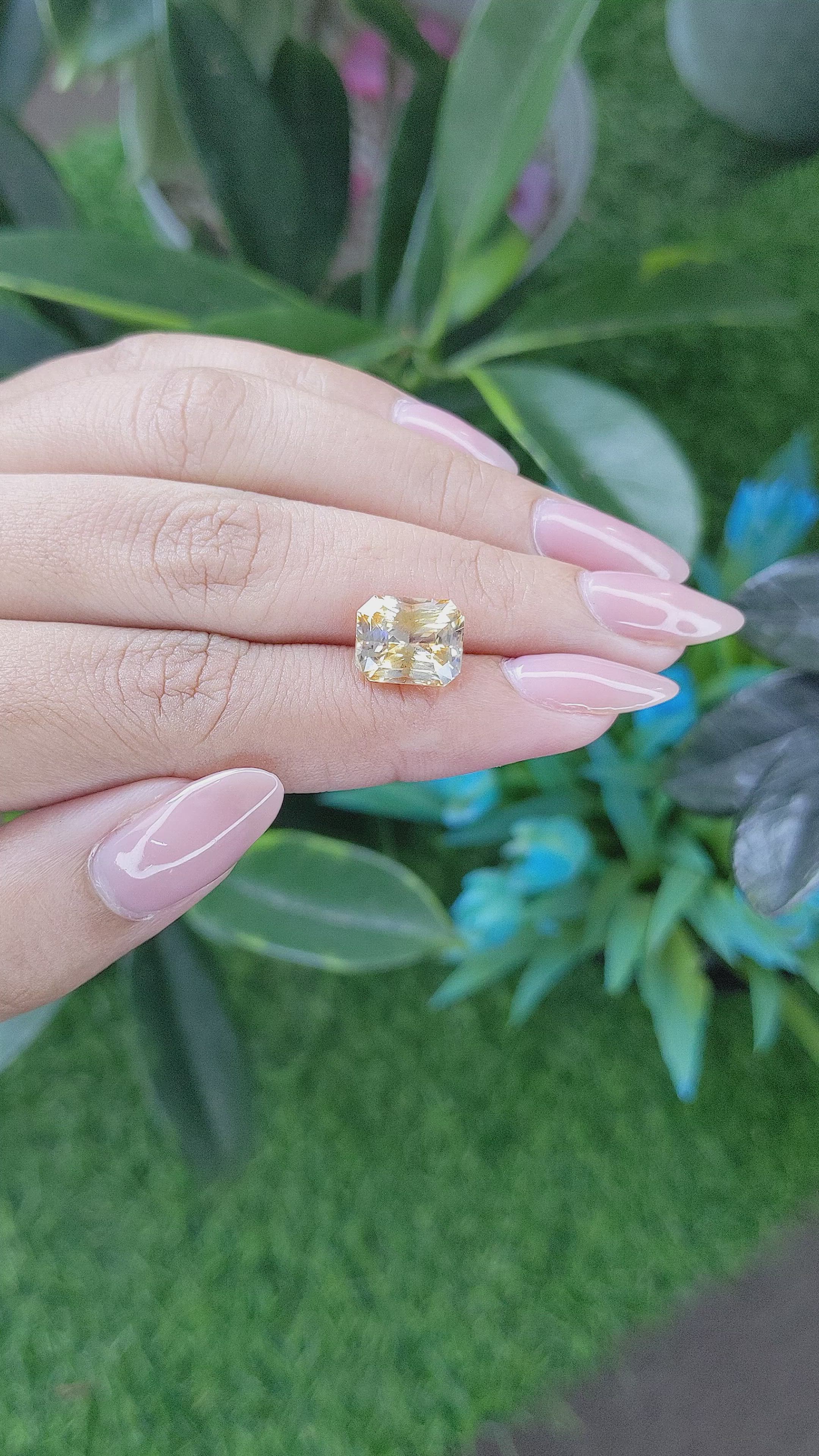 5.55 Ct. Orangish Yellow Sapphire from Ceylon (Sri Lanka) Size Video