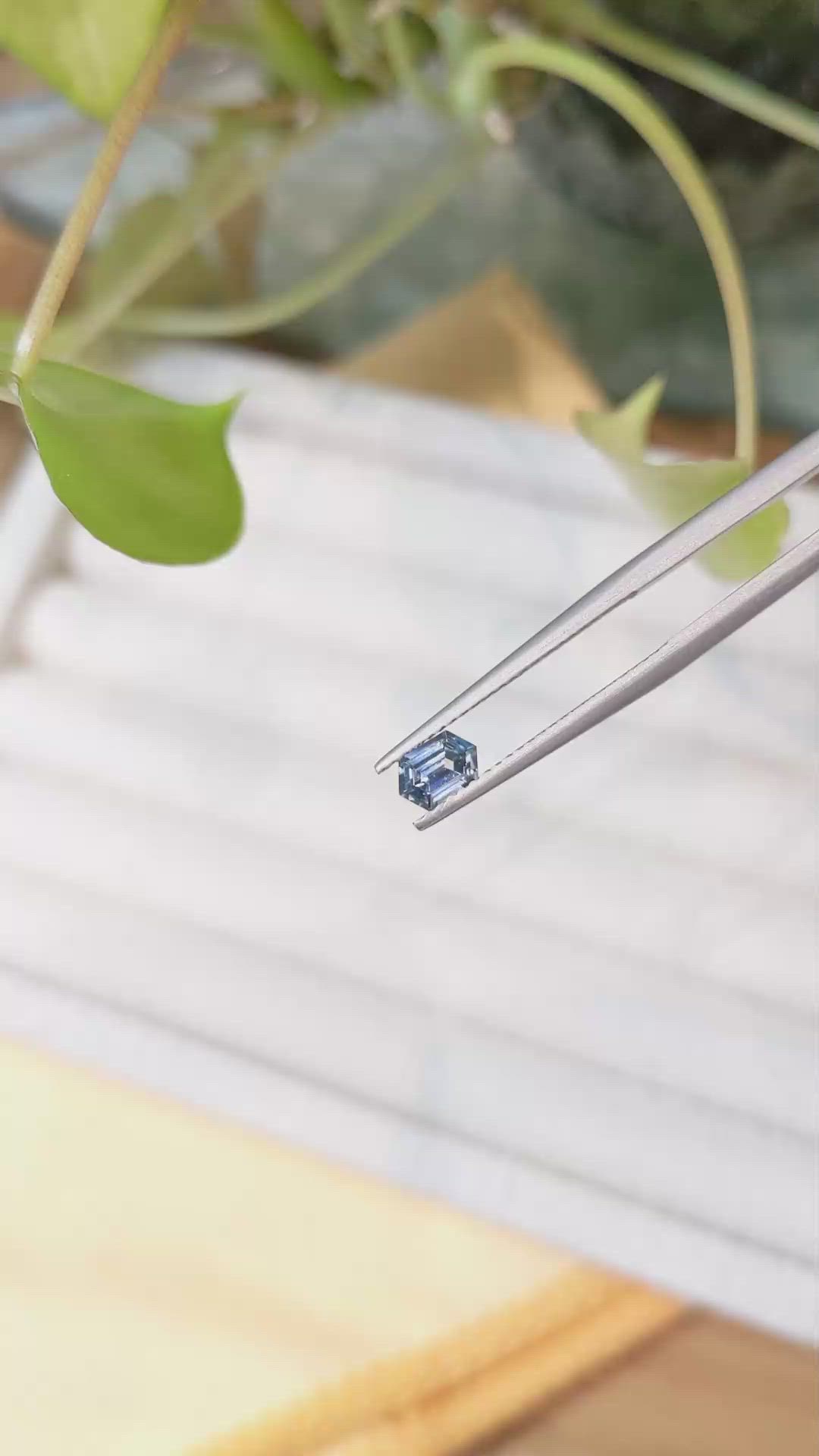 0.49 Ct. Greyish Blue Sapphire from Montana Size Video