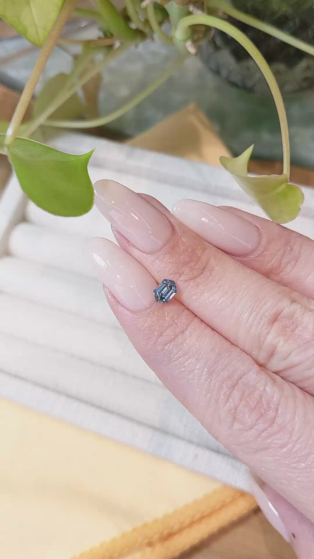 0.49 Ct. Greyish Blue Sapphire from Montana Size Video