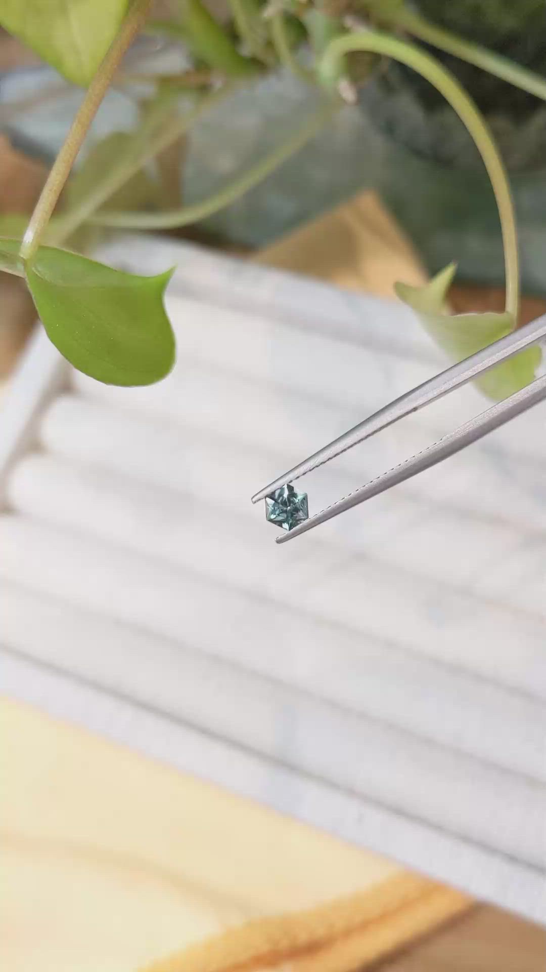 0.48 Ct. Bluish Green Sapphire from Montana Size Video