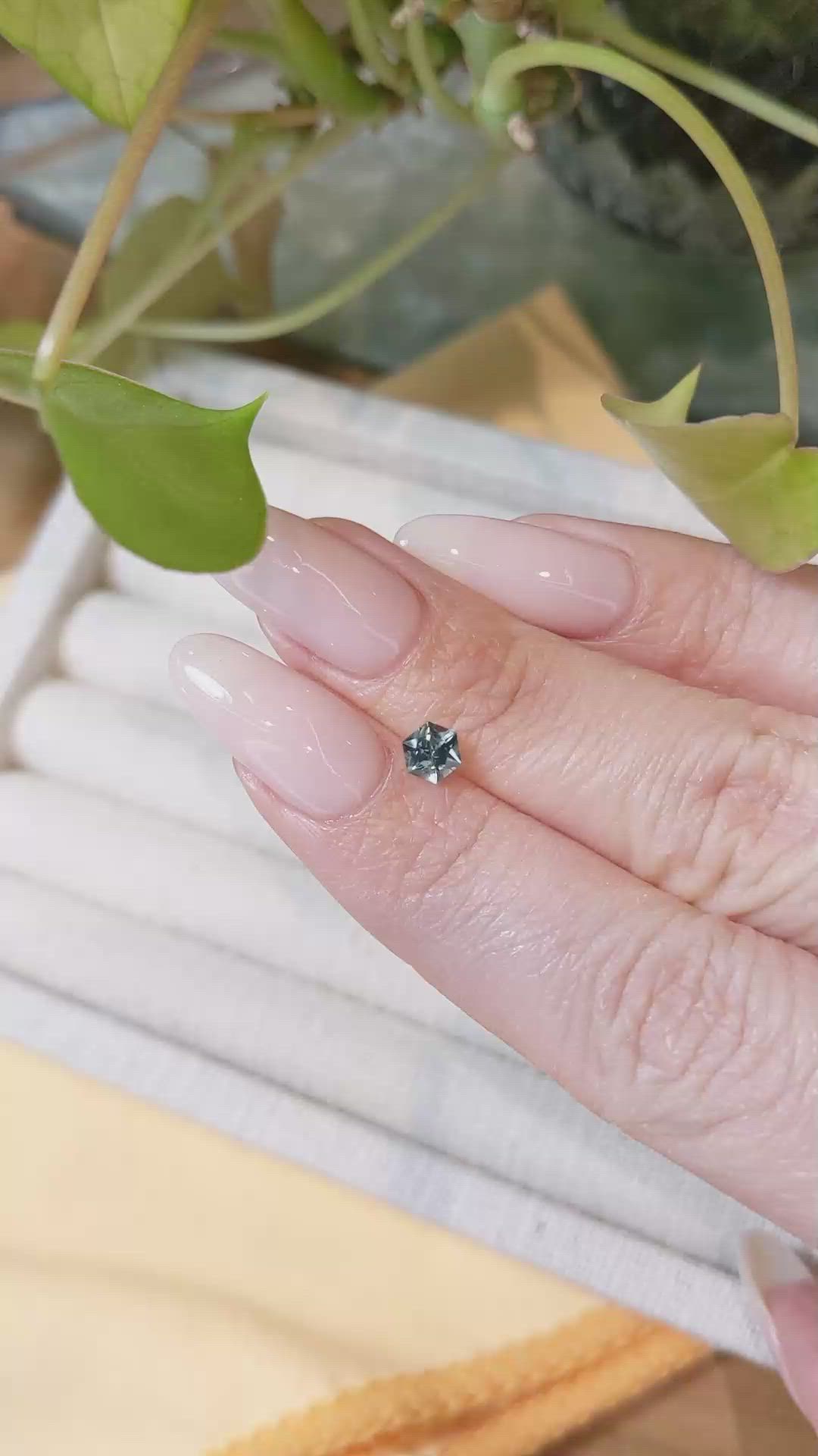 0.48 Ct. Bluish Green Sapphire from Montana Size Video