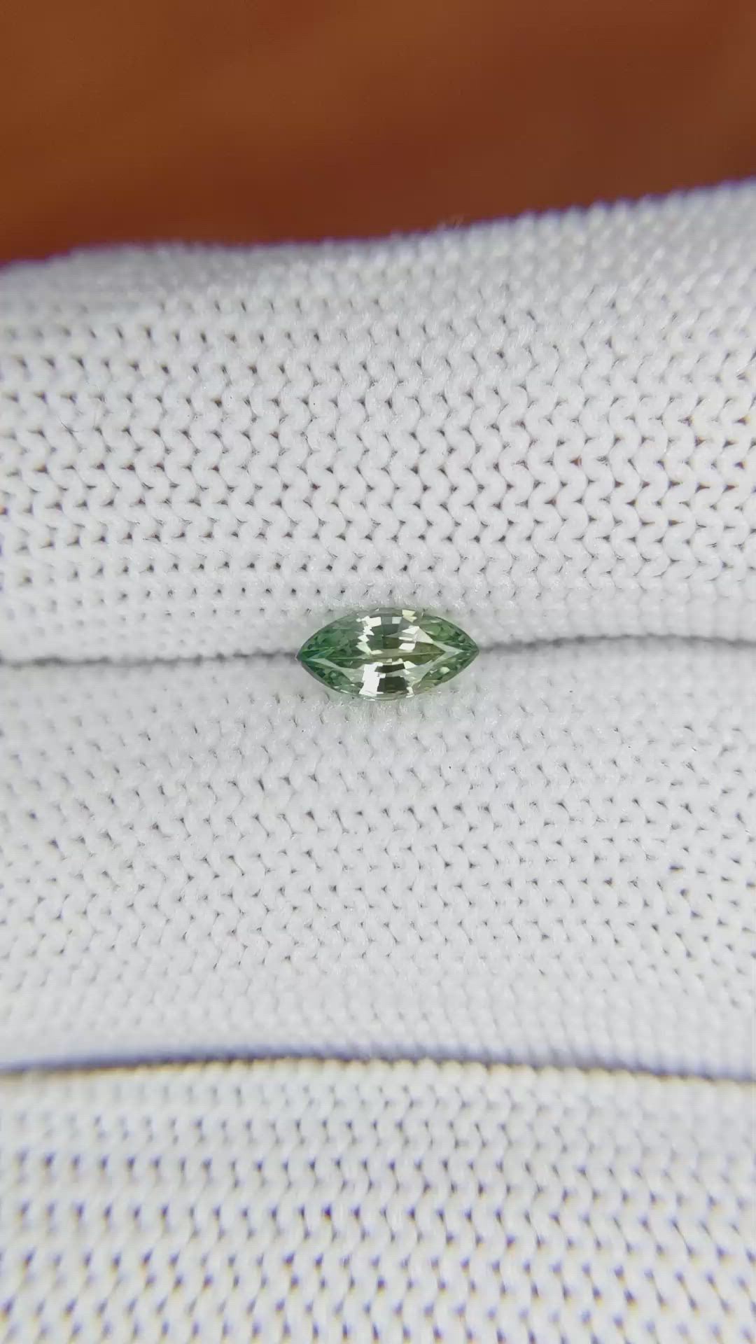 0.48 Ct. Yellowish Green Sapphire from Madagascar Size Video
