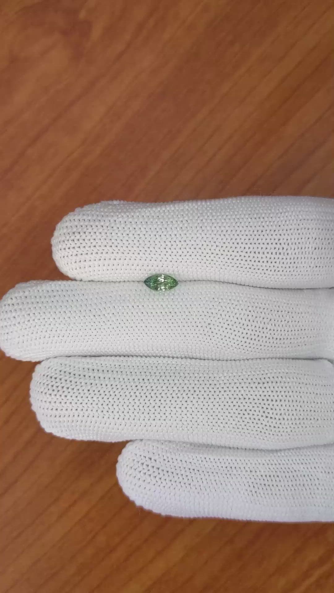 0.48 Ct. Yellowish Green Sapphire from Madagascar Size Video