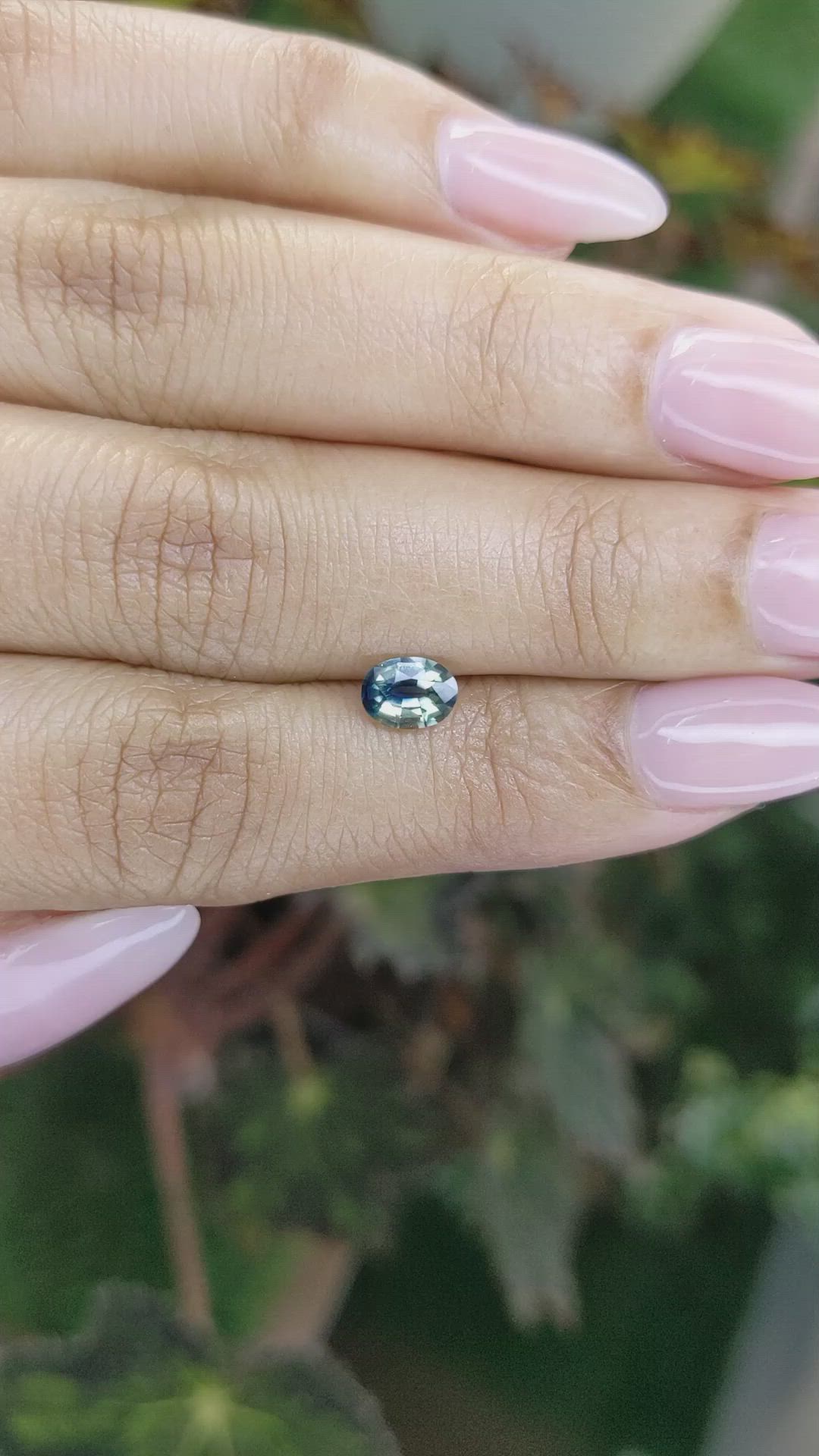 0.71 Ct. Bluish Green Sapphire from Madagascar Size Video