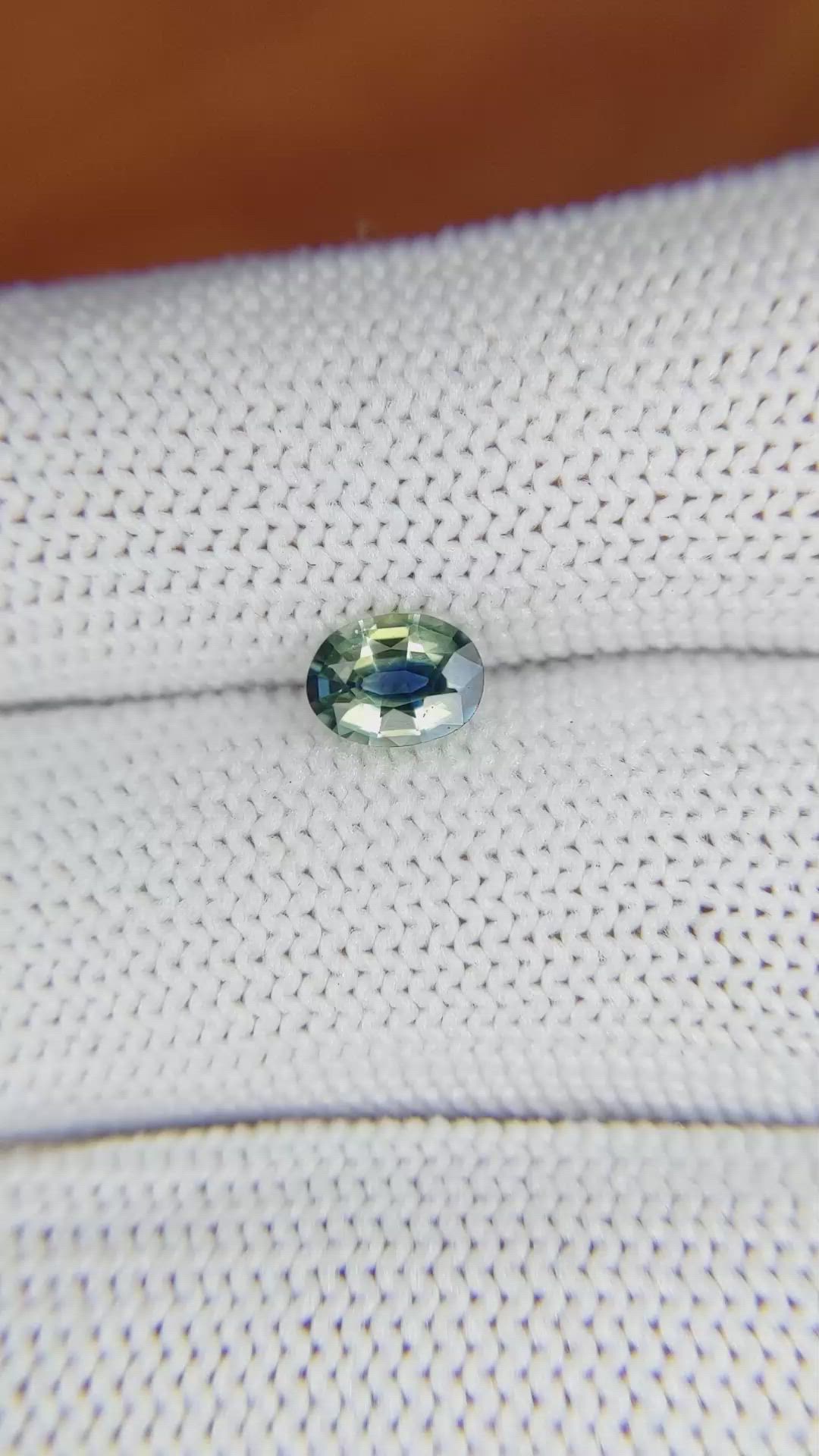 0.71 Ct. Bluish Green Sapphire from Madagascar Size Video