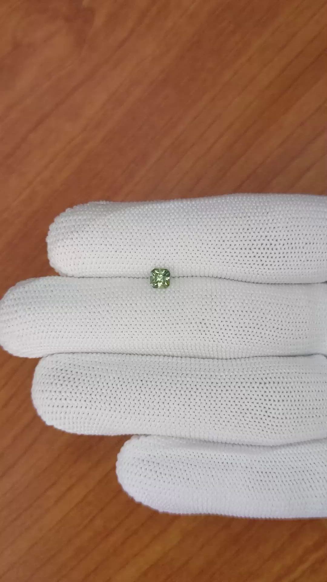 0.47 Ct. Yellowish Green Sapphire from Madagascar Size Video