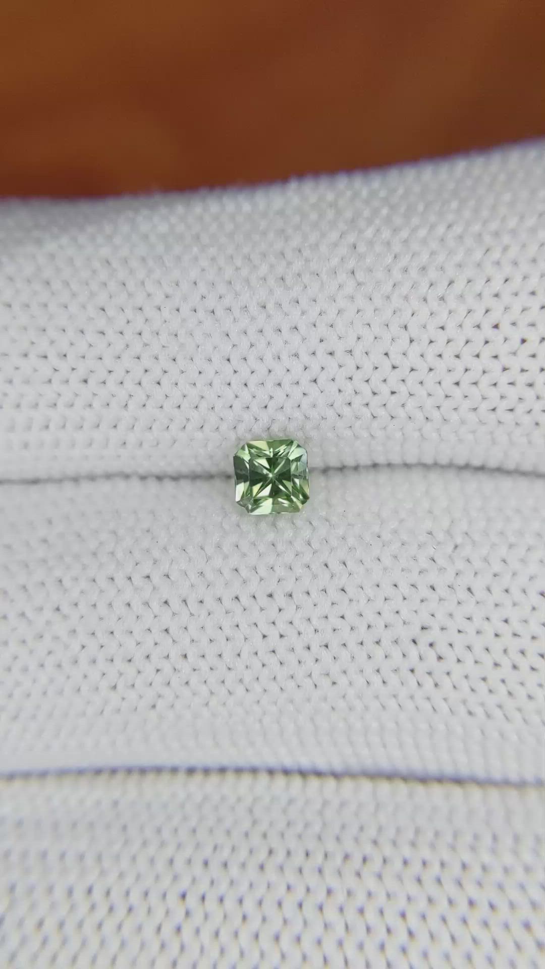 0.47 Ct. Yellowish Green Sapphire from Madagascar Size Video