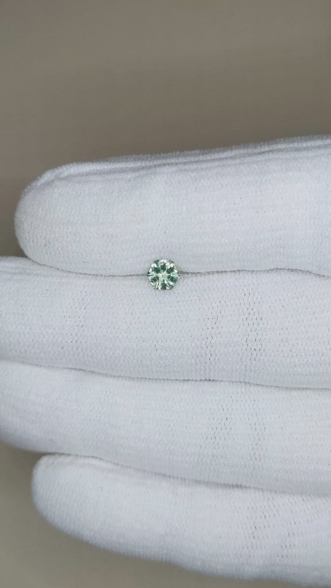 0.45 Ct. Yellowish Green Sapphire from Montana Size Video