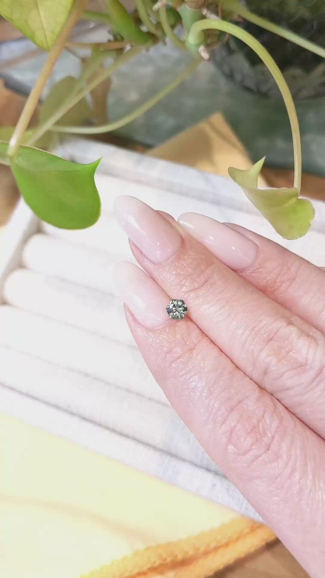 0.45 Ct. Yellowish Green Sapphire from Montana Size Video