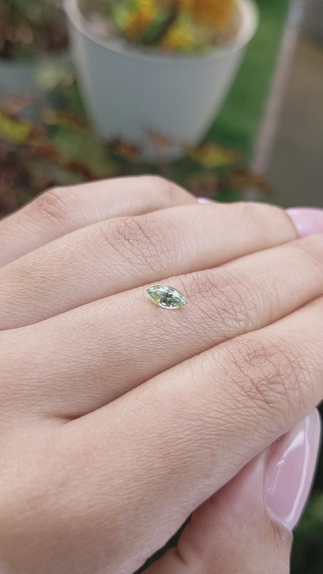 0.47 Ct. Yellowish Green Sapphire from Madagascar Size Video