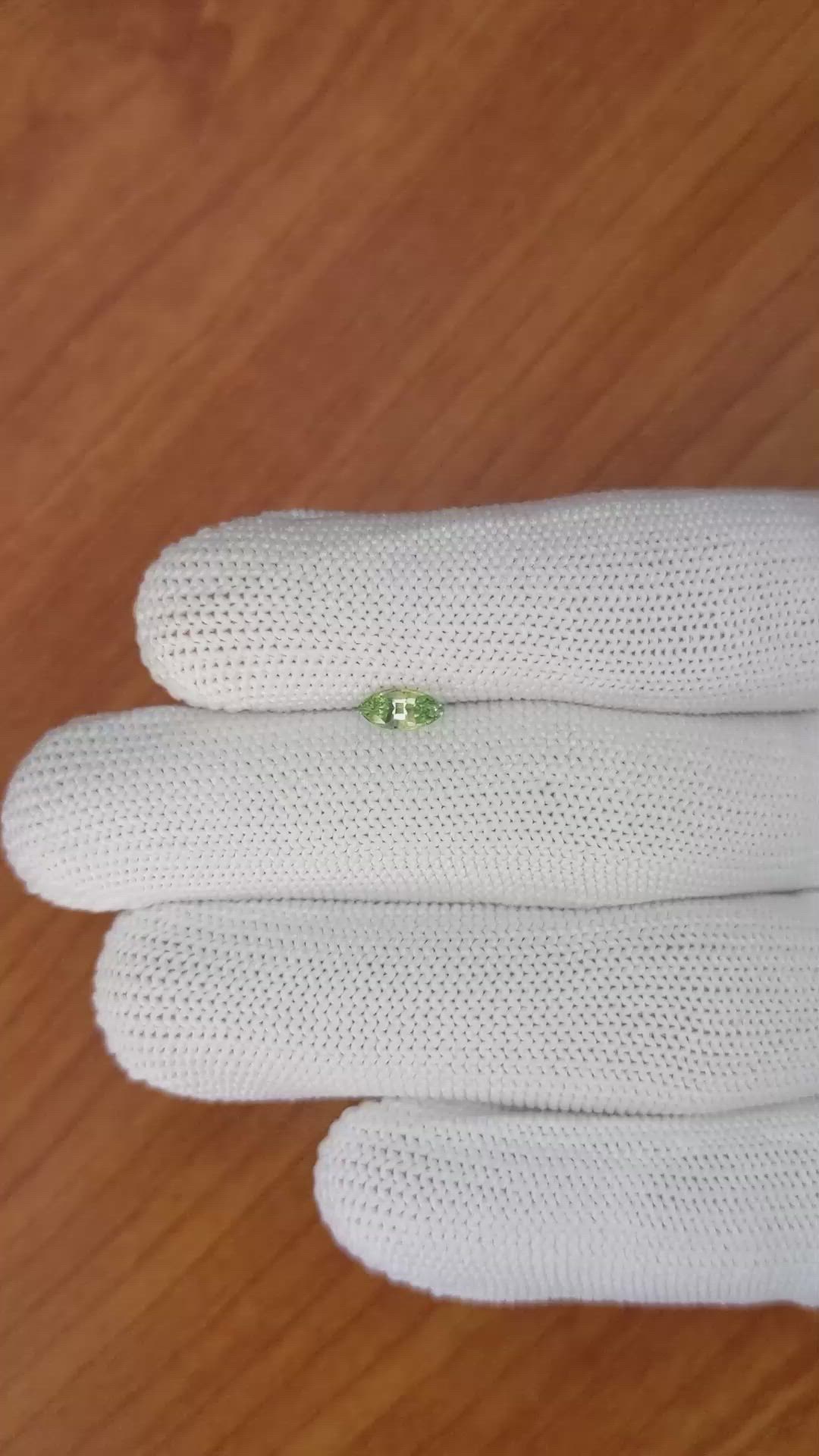 0.48 Ct. Yellowish Green Sapphire from Madagascar Size Video