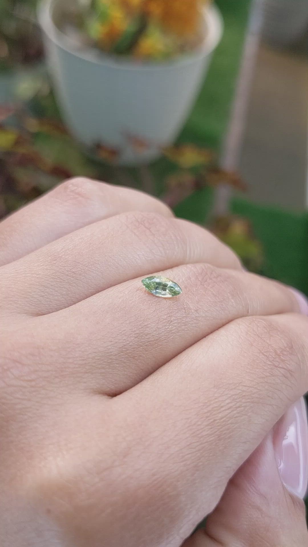 0.48 Ct. Yellowish Green Sapphire from Madagascar Size Video