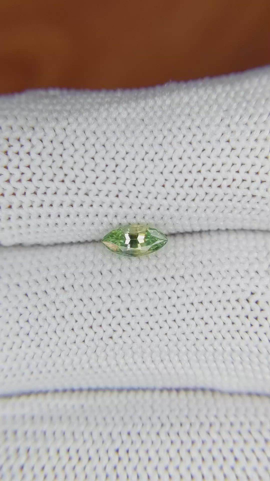 0.48 Ct. Yellowish Green Sapphire from Madagascar Size Video