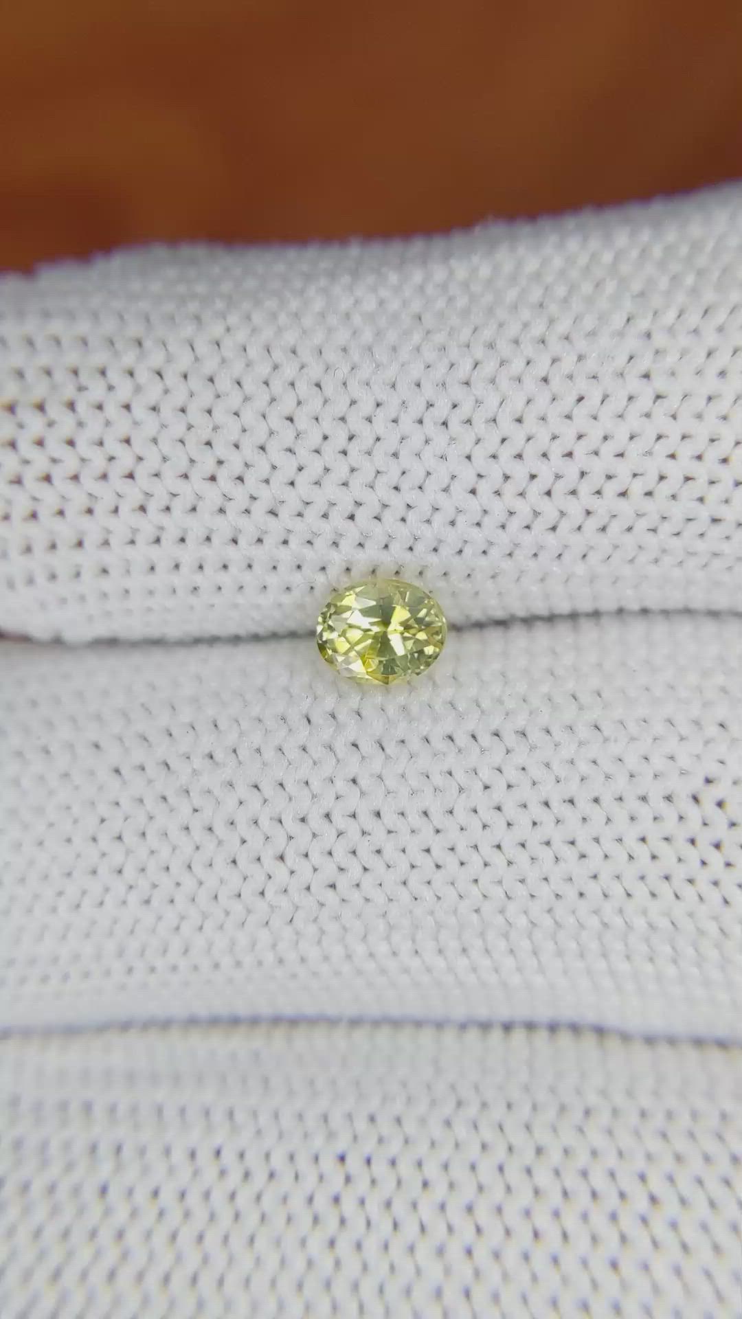 0.67 Ct. Greenish Yellow Sapphire from Madagascar Size Video