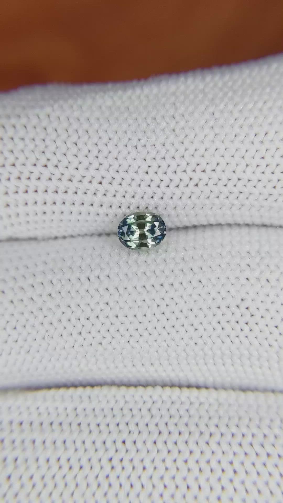 0.50 Ct. Greenish Blue Sapphire from Madagascar Size Video