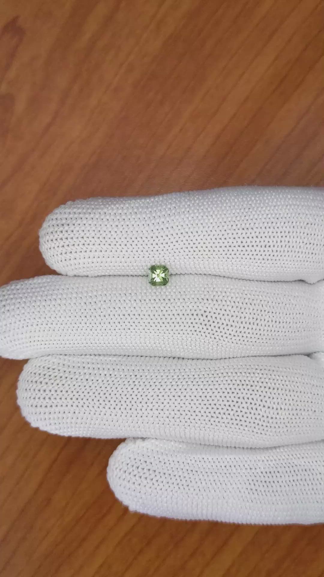 0.42 Ct. Yellowish Green Sapphire from Madagascar Size Video