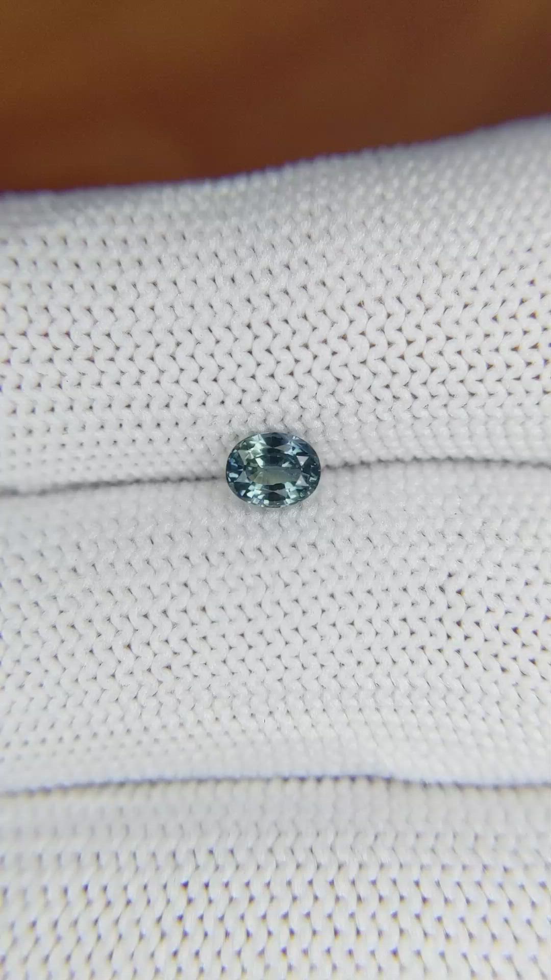 0.50 Ct. Greenish Blue Sapphire from Madagascar Size Video