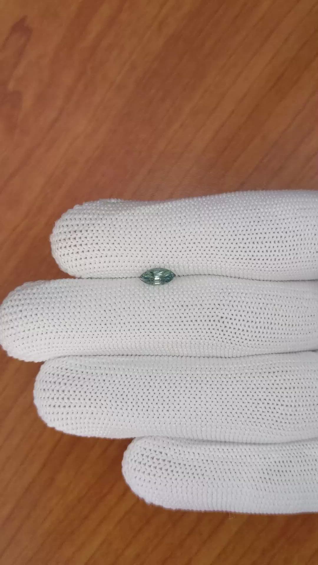 0.55 Ct. Greenish Blue Sapphire from Madagascar Size Video