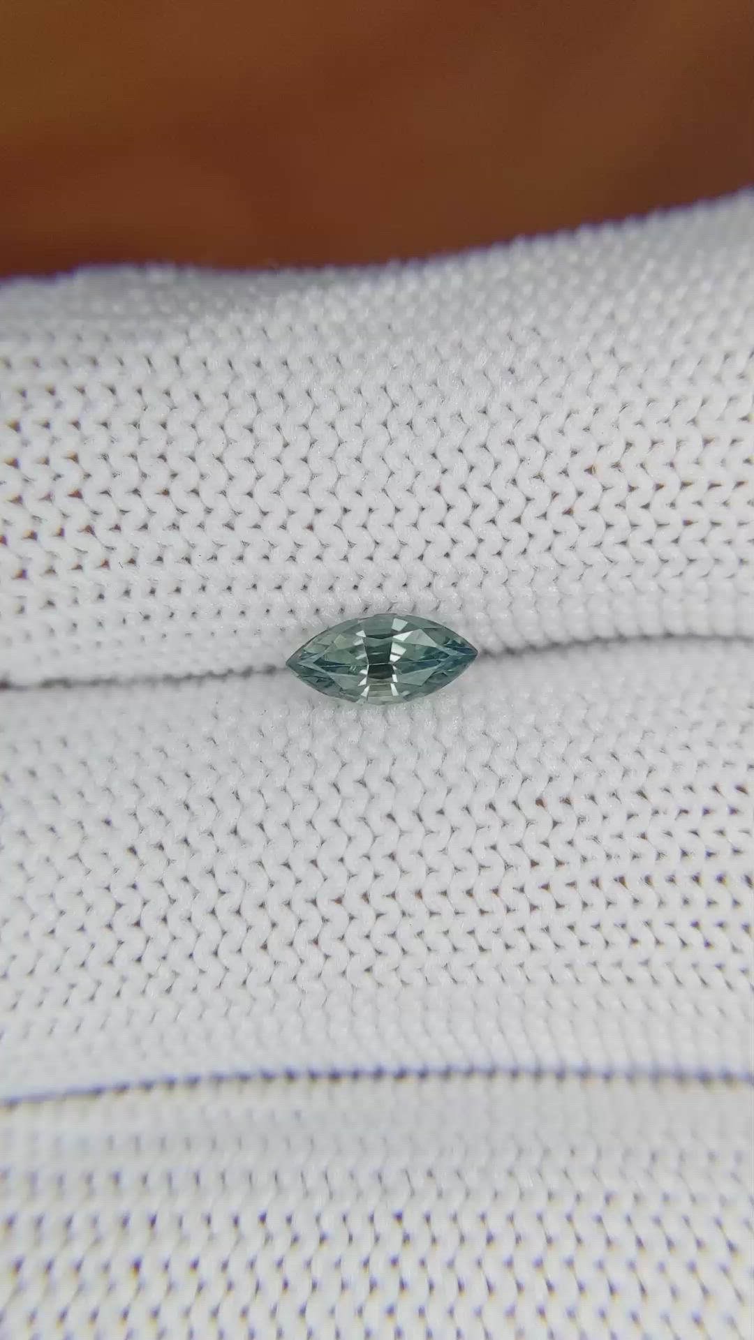 0.55 Ct. Greenish Blue Sapphire from Madagascar Size Video