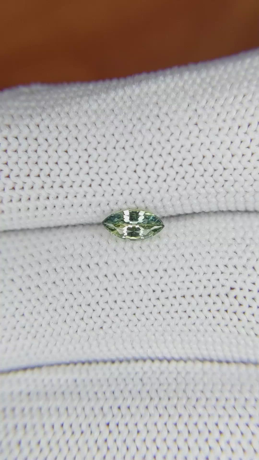0.41 Ct. Bluish Green Sapphire from Madagascar Size Video