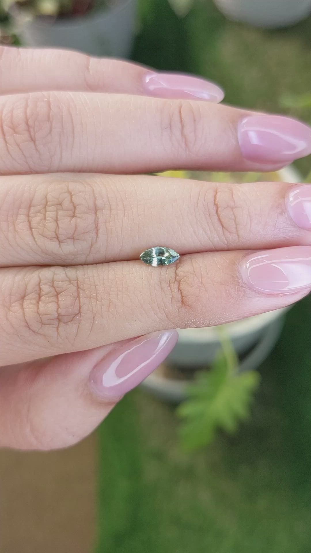 0.41 Ct. Bluish Green Sapphire from Madagascar Size Video