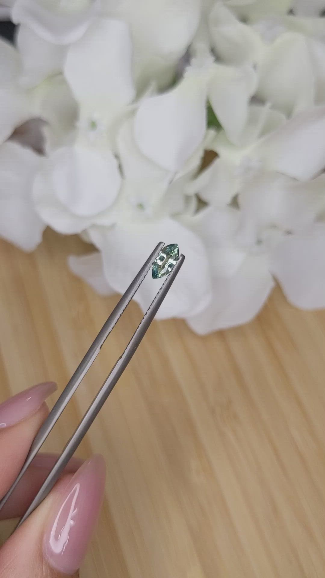 0.41 Ct. Bluish Green Sapphire from Madagascar Size Video