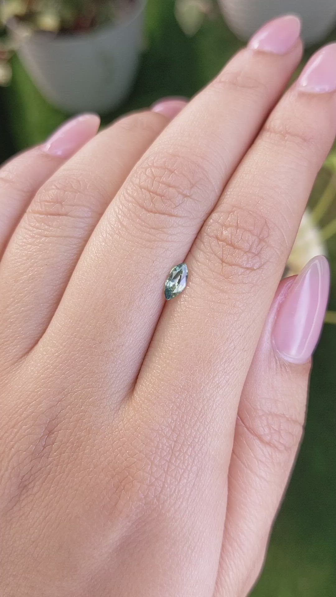 0.41 Ct. Bluish Green Sapphire from Madagascar Size Video