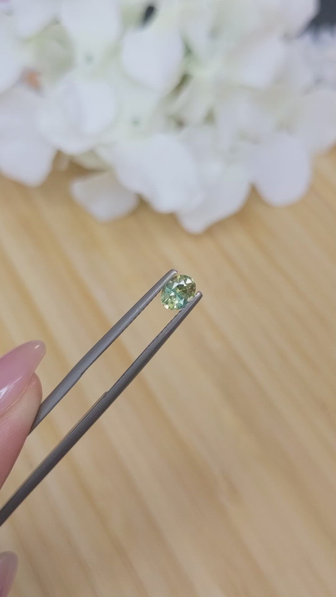 0.54 Ct. Greenish Yellow Sapphire from Madagascar Size Video