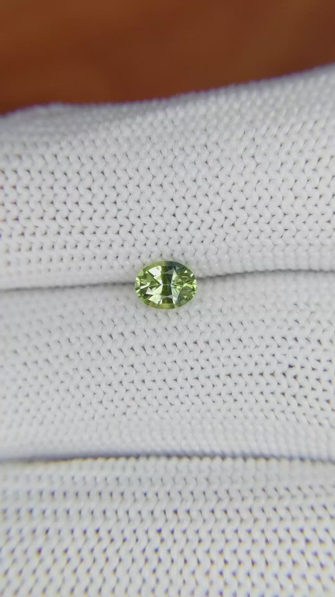0.54 Ct. Greenish Yellow Sapphire from Madagascar Size Video