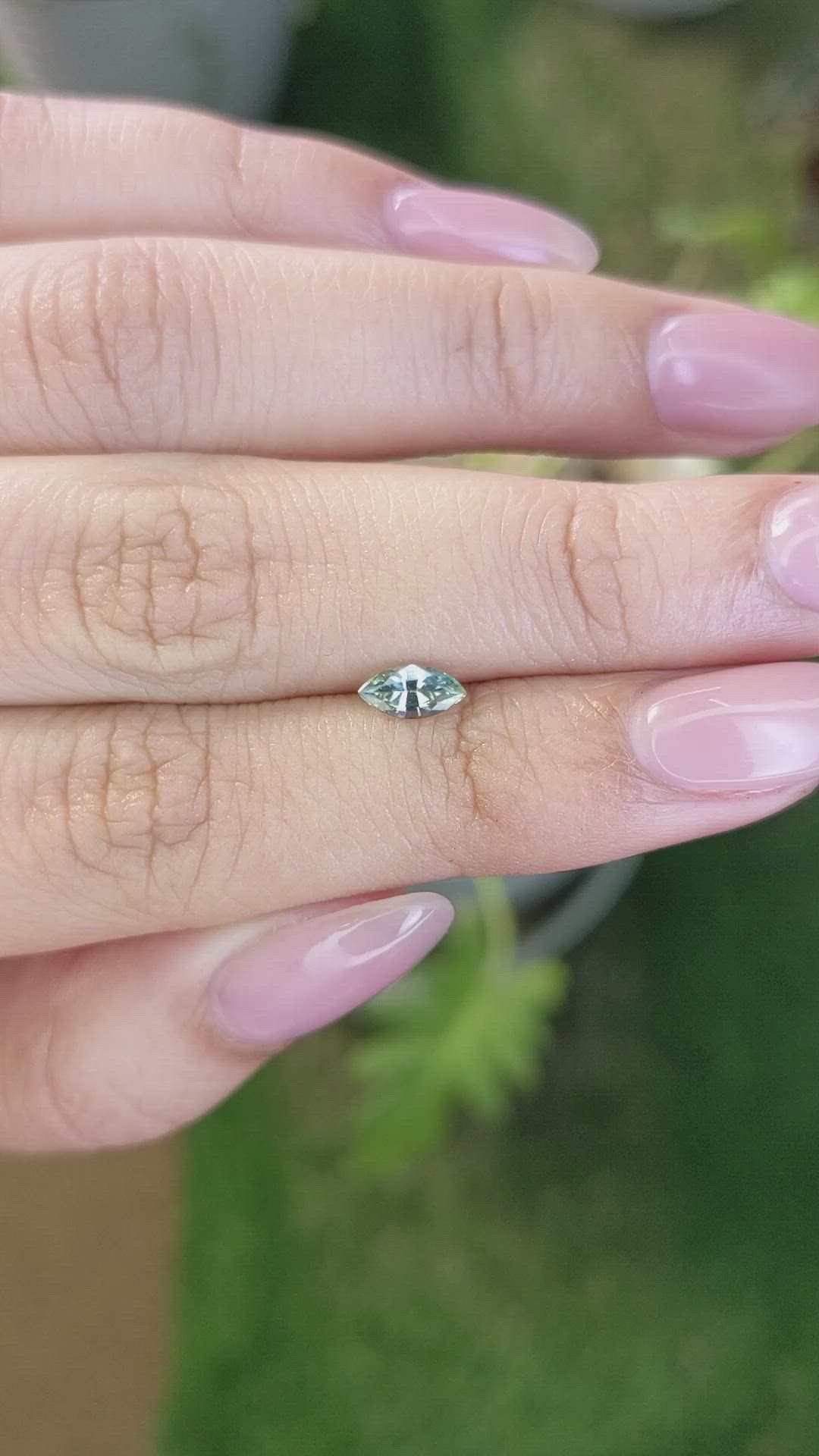 0.46 Ct. Bluish Green Sapphire from Madagascar Size Video