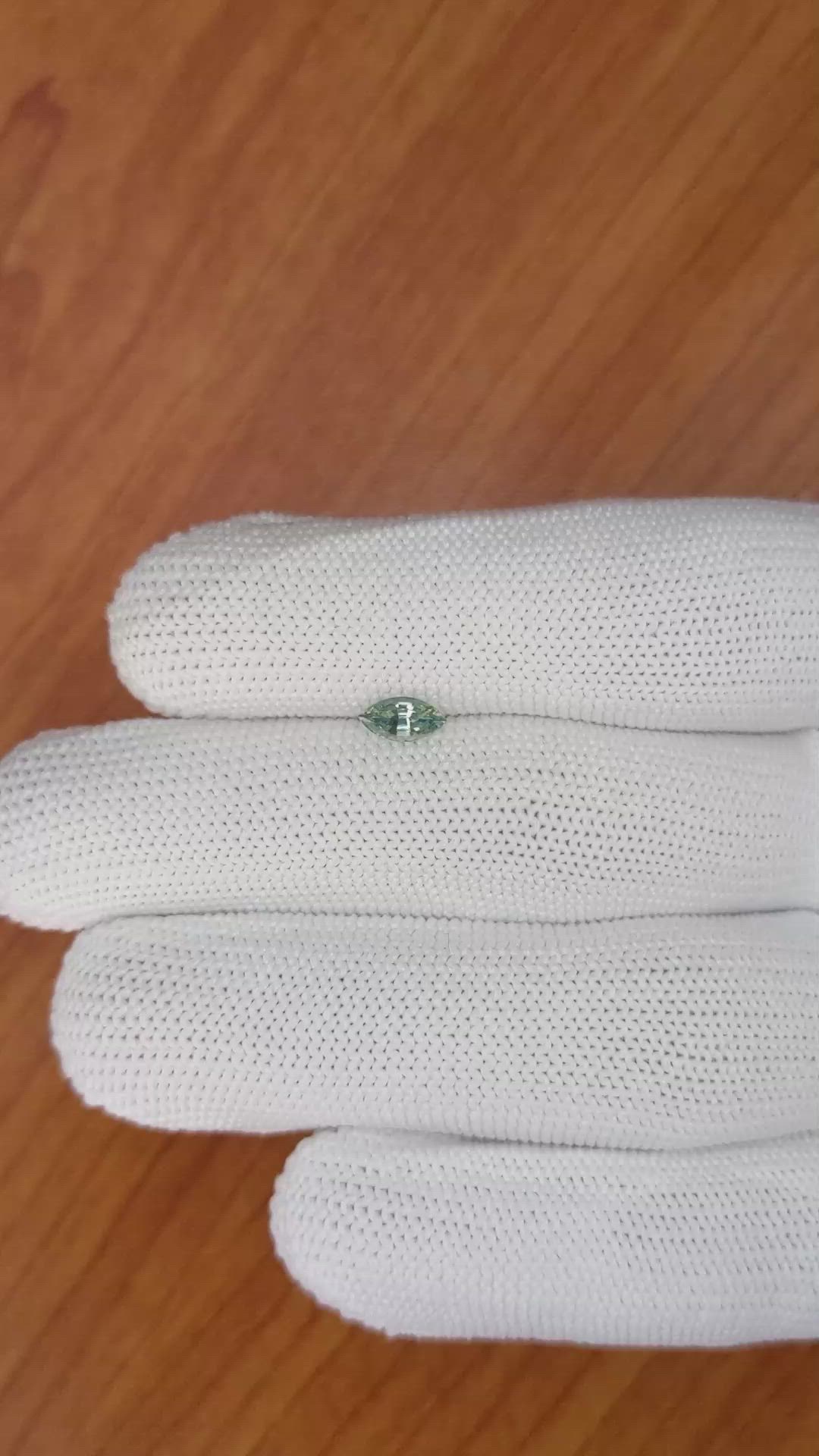 0.46 Ct. Bluish Green Sapphire from Madagascar Size Video