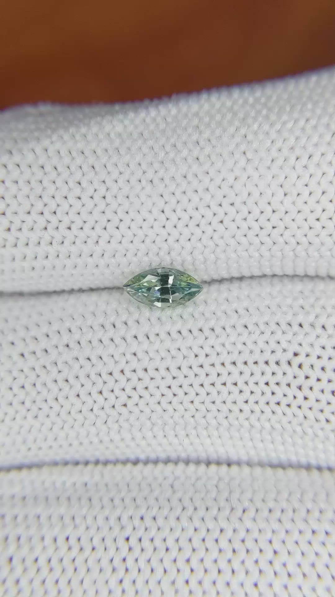 0.46 Ct. Bluish Green Sapphire from Madagascar Size Video