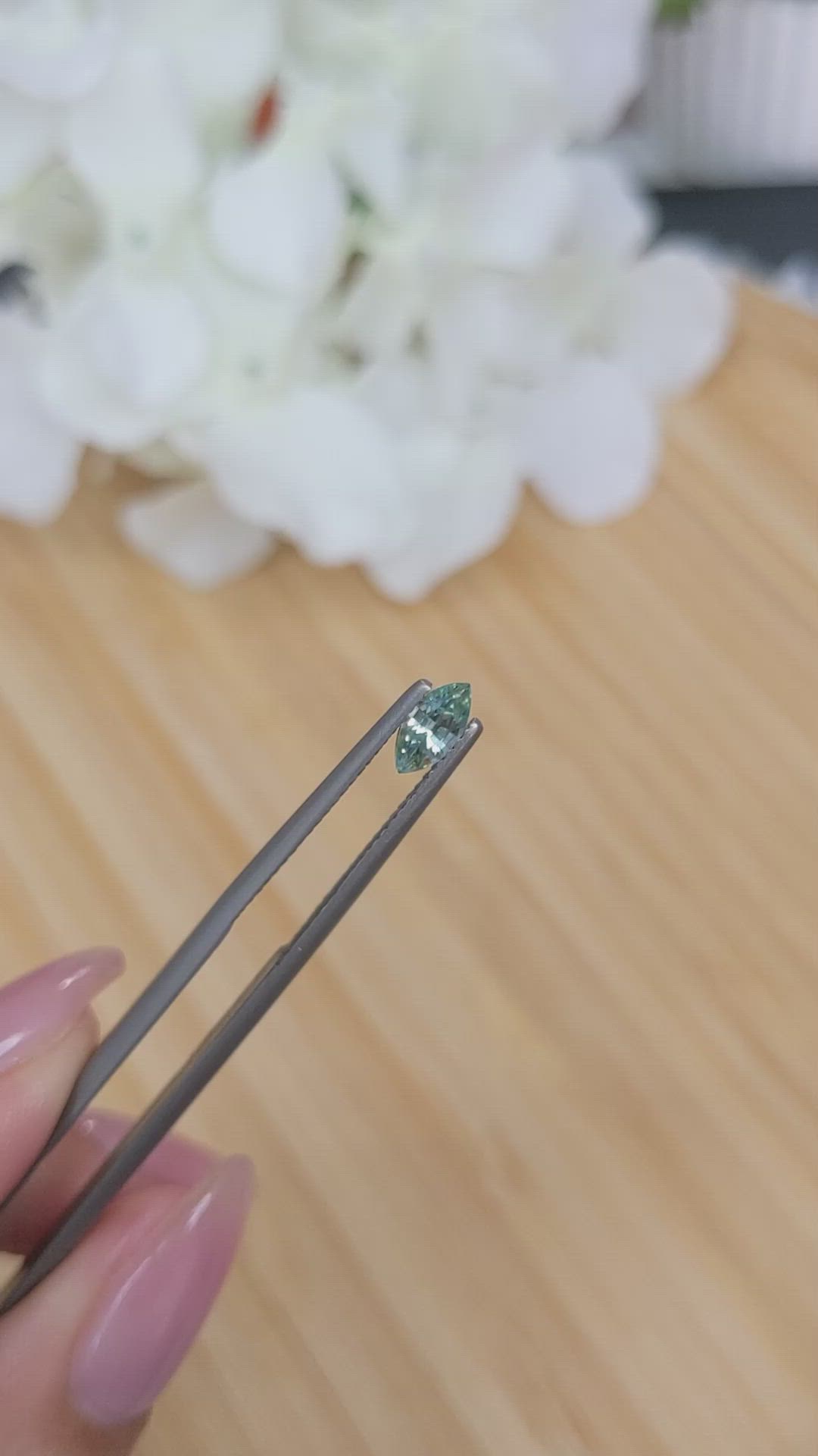 0.46 Ct. Bluish Green Sapphire from Madagascar Size Video