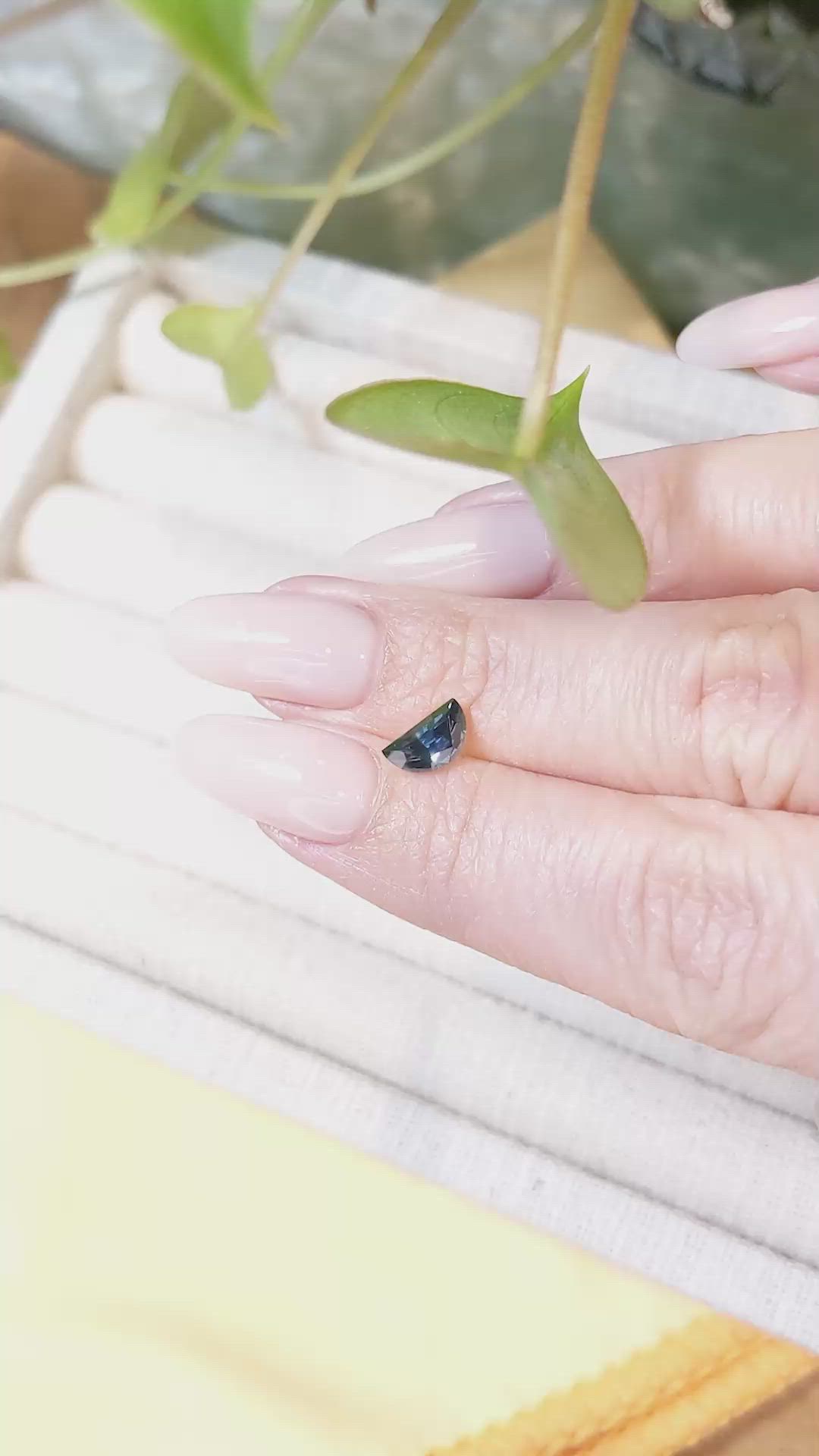 0.84 Ct. Greenish Blue Sapphire from Montana Size Video