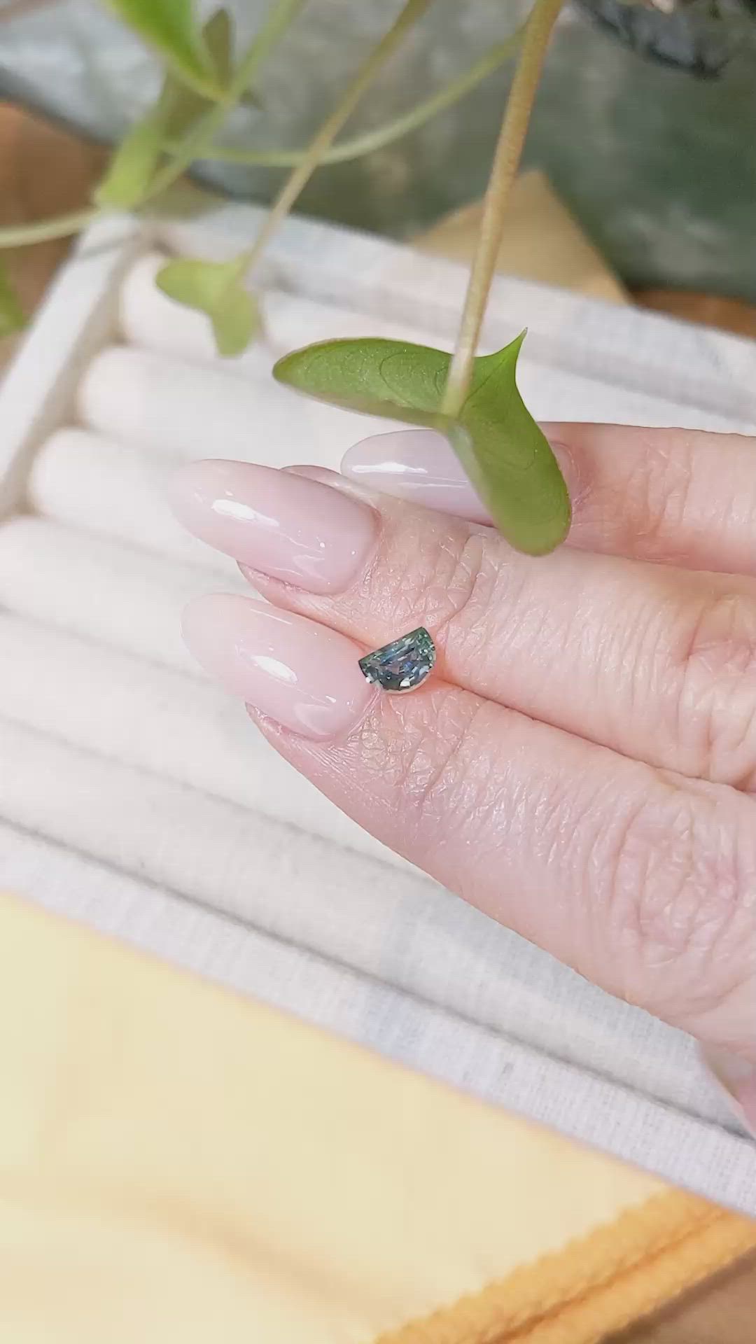 0.76 Ct. Bluish Green Sapphire from Montana Size Video