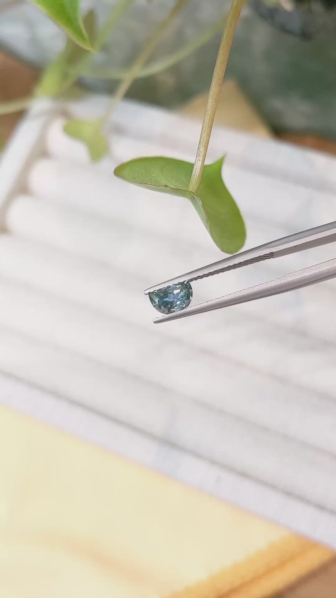 0.76 Ct. Bluish Green Sapphire from Montana Size Video