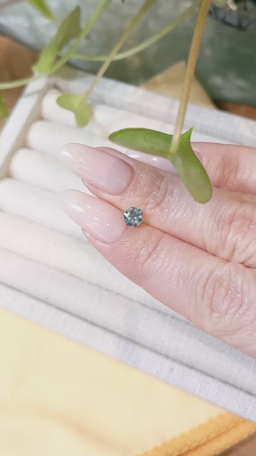 0.54 Ct. Greenish Blue Sapphire from Montana Size Video