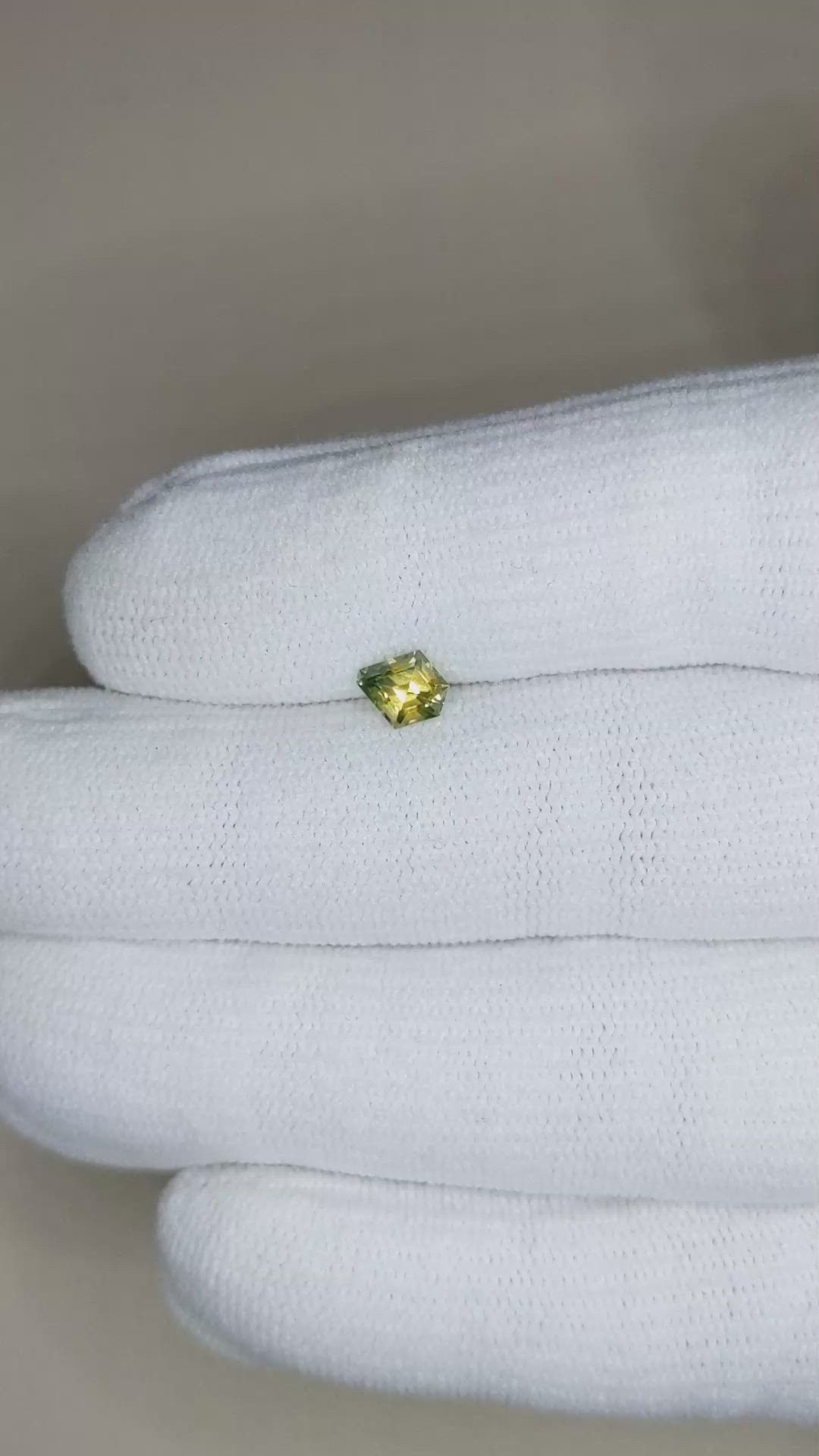0.70 Ct. Greenish Yellow Sapphire from Montana Size Video