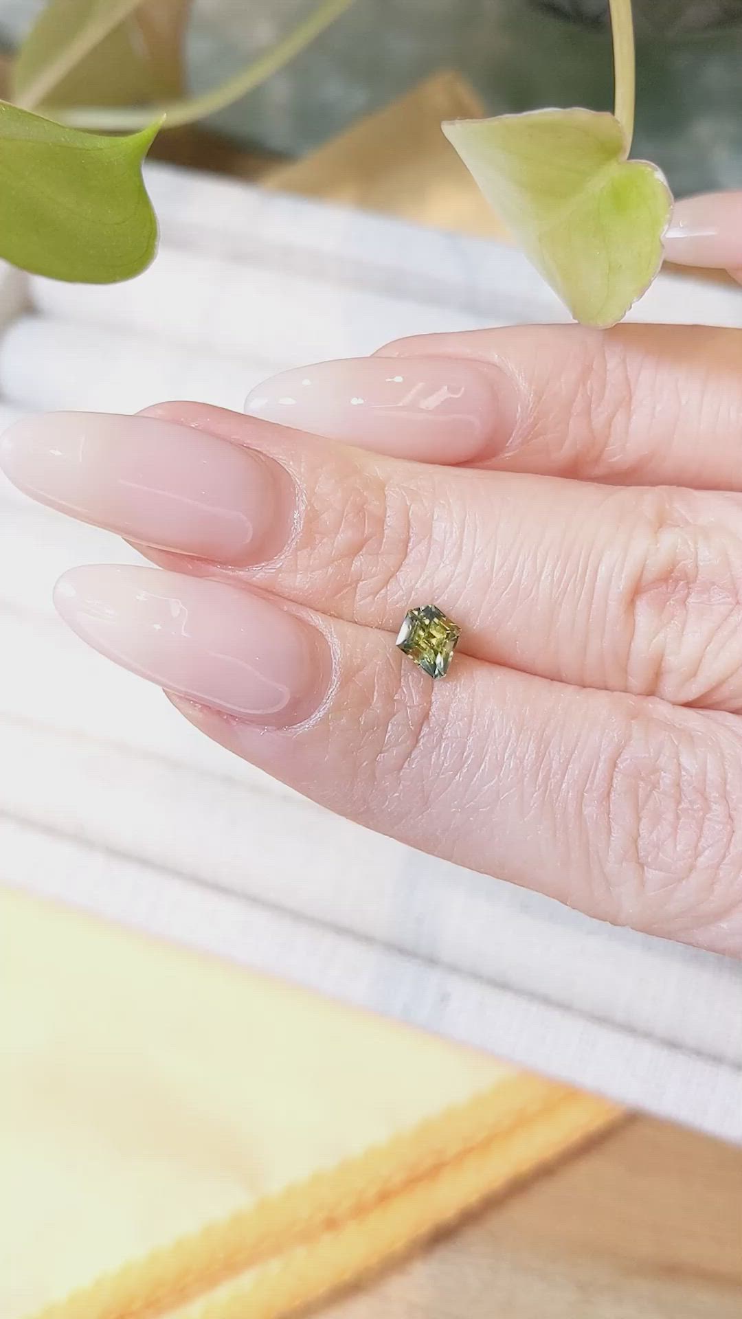 0.70 Ct. Greenish Yellow Sapphire from Montana Size Video