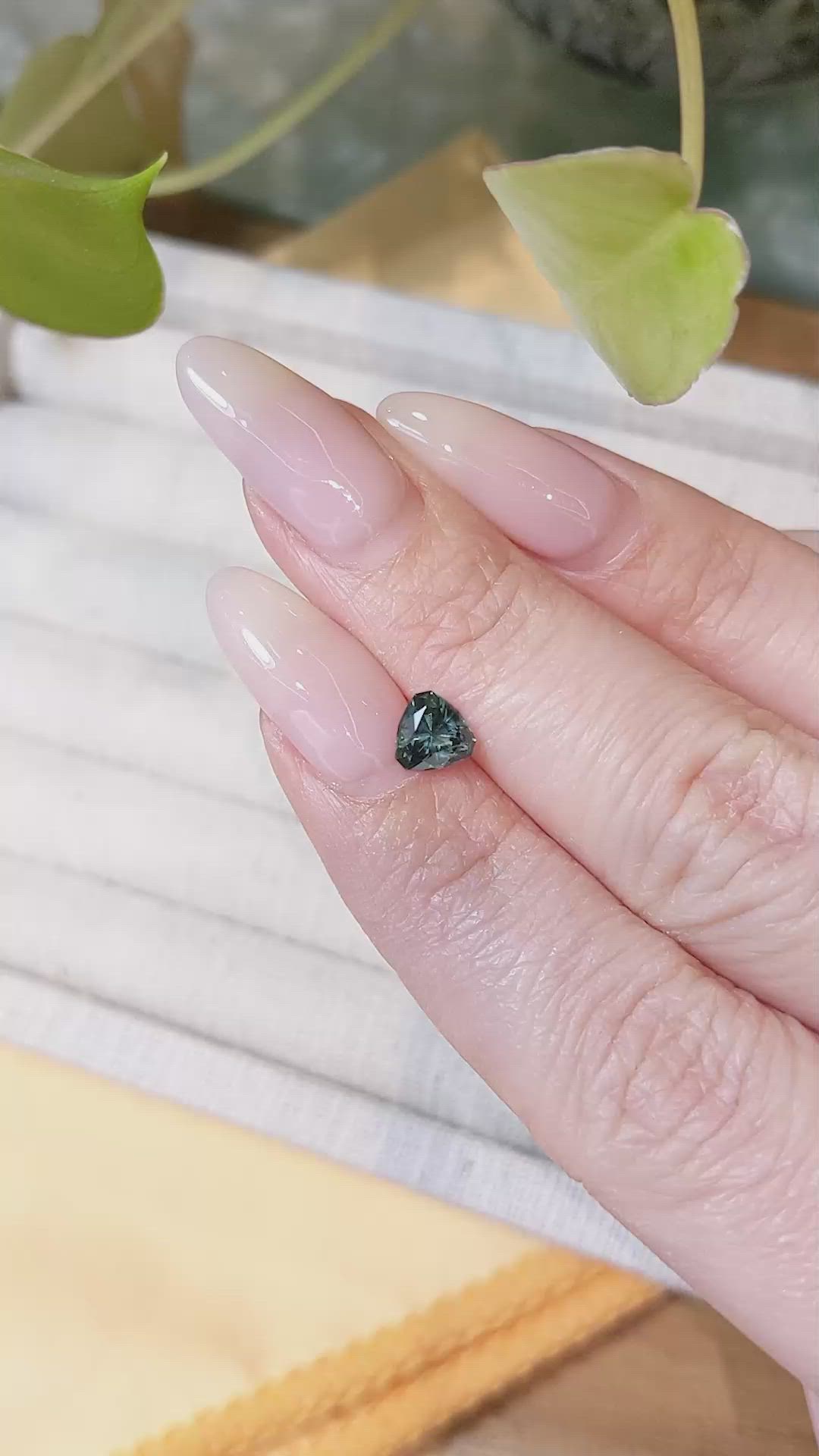 0.96 Ct. Bluish Green Sapphire from Montana Size Video