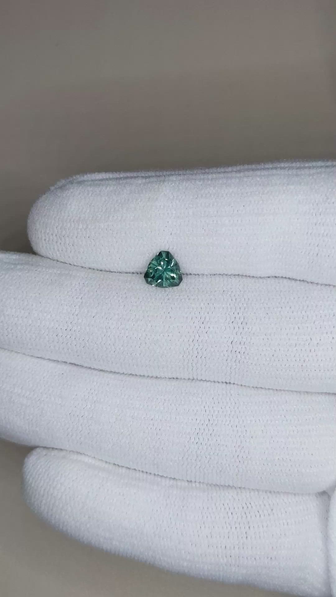 0.96 Ct. Bluish Green Sapphire from Montana Size Video